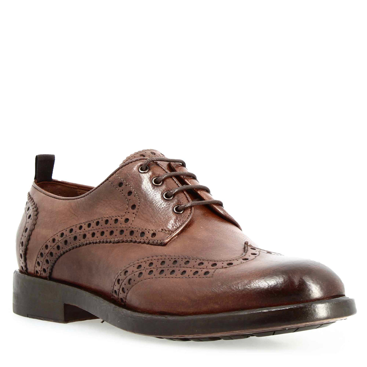 Scarpa Derby brogue moderna marrone da uomo - LeonardoShoes