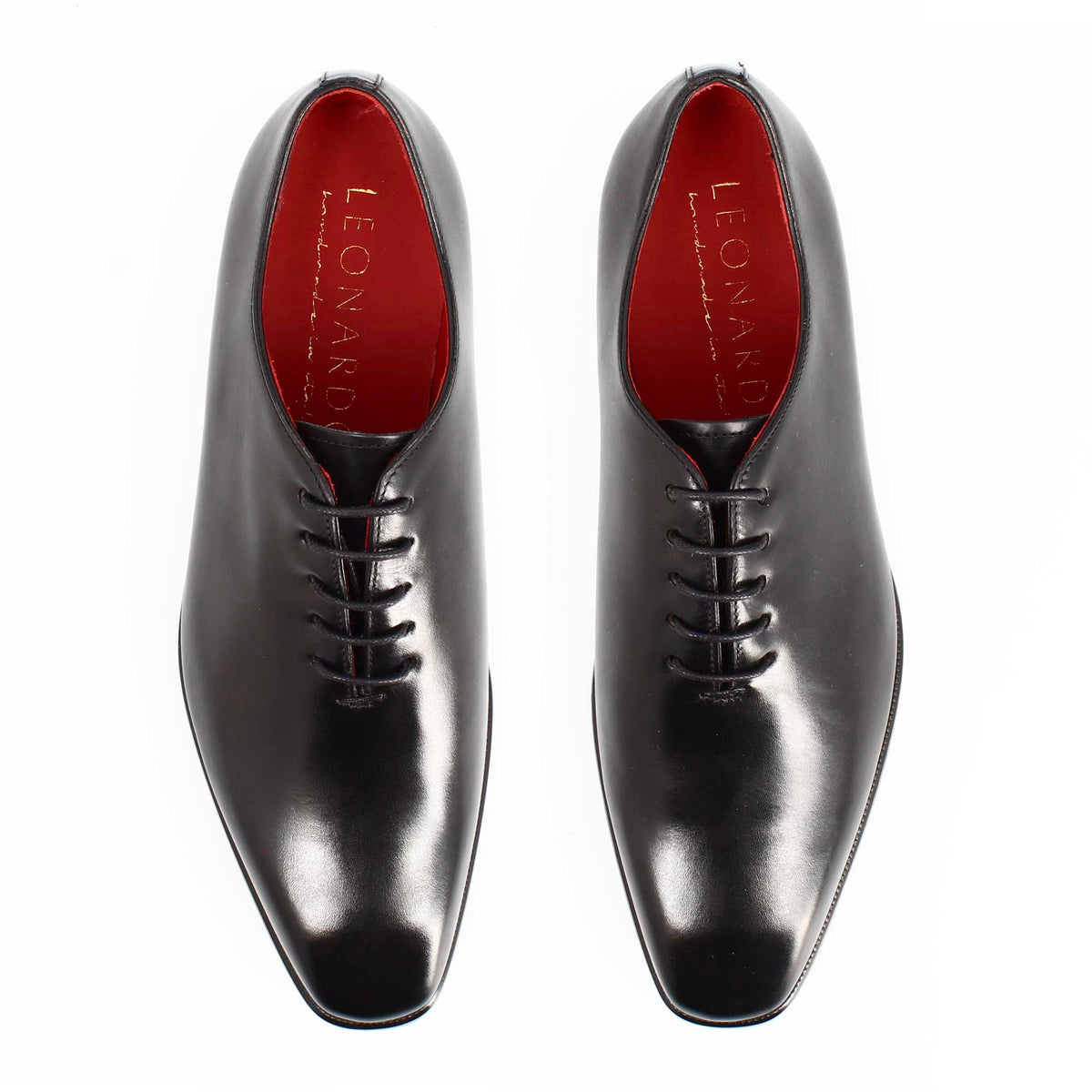 Oxford wholecut da uomo artigianali punta squadrata in pelle nera