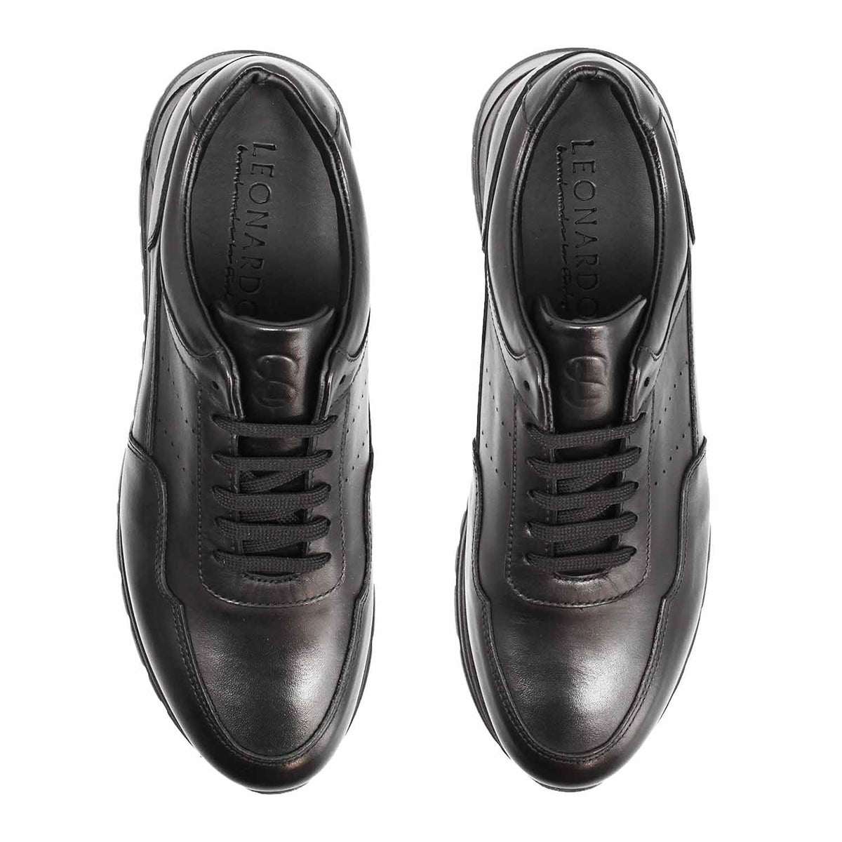 Sneaker artigianale da Uomo in pelle nera Ateneo - LeonardoShoes