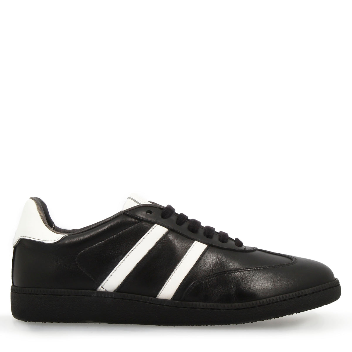 Sneaker artigianale da donna in pelle colore nero - LeonardoShoes
