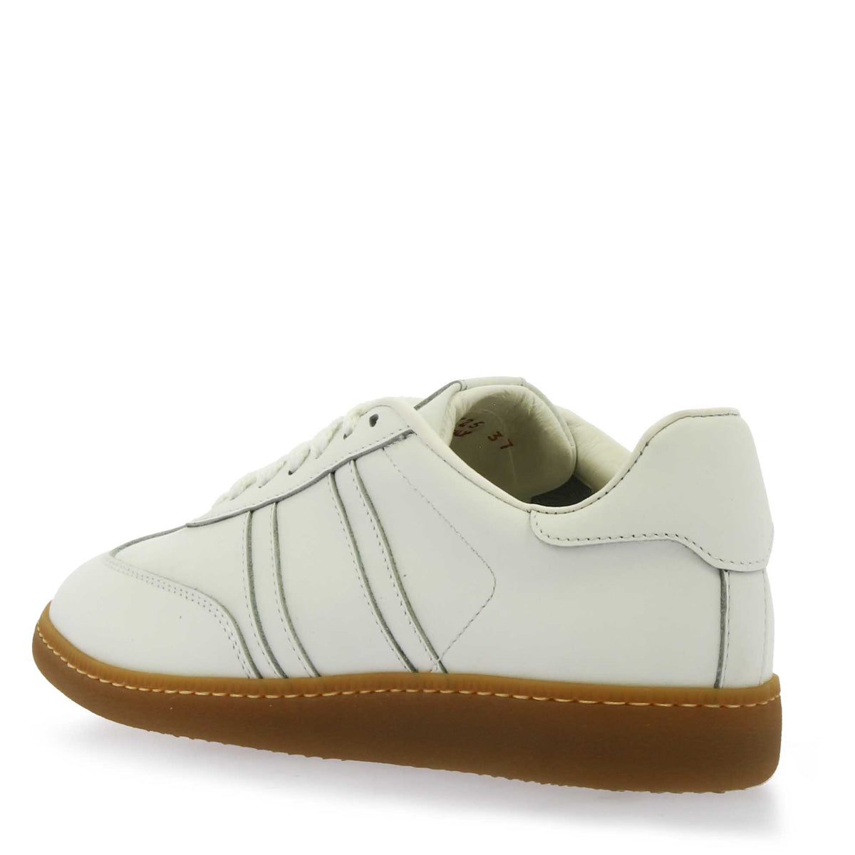 Sneaker artigianale da donna in pelle colore bianco - LeonardoShoes