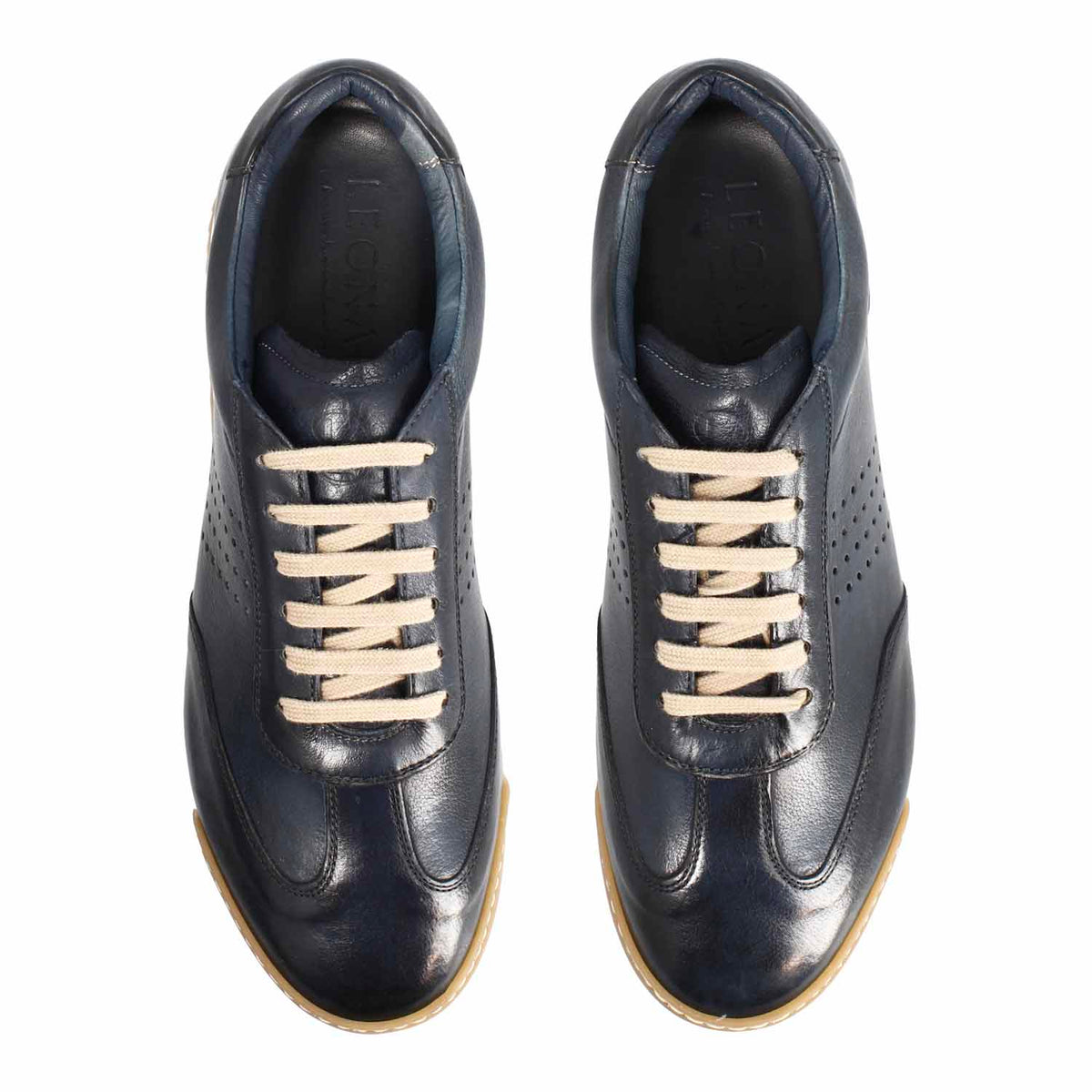 Sneaker Barberino blu da uomo in pelle - LeonardoShoes