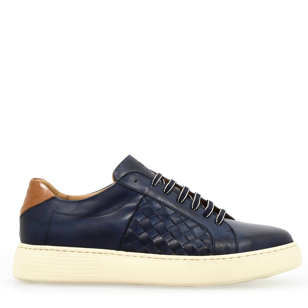 Sneaker Caronte da uomo in pelle intrecciata colore blu - LeonardoShoes