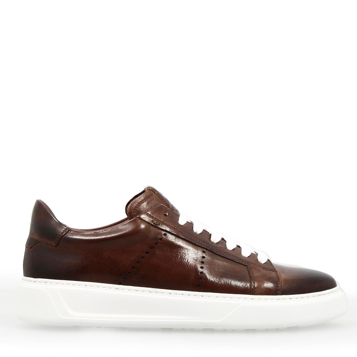 Sneaker Florentino da uomo in pelle marrone scuro