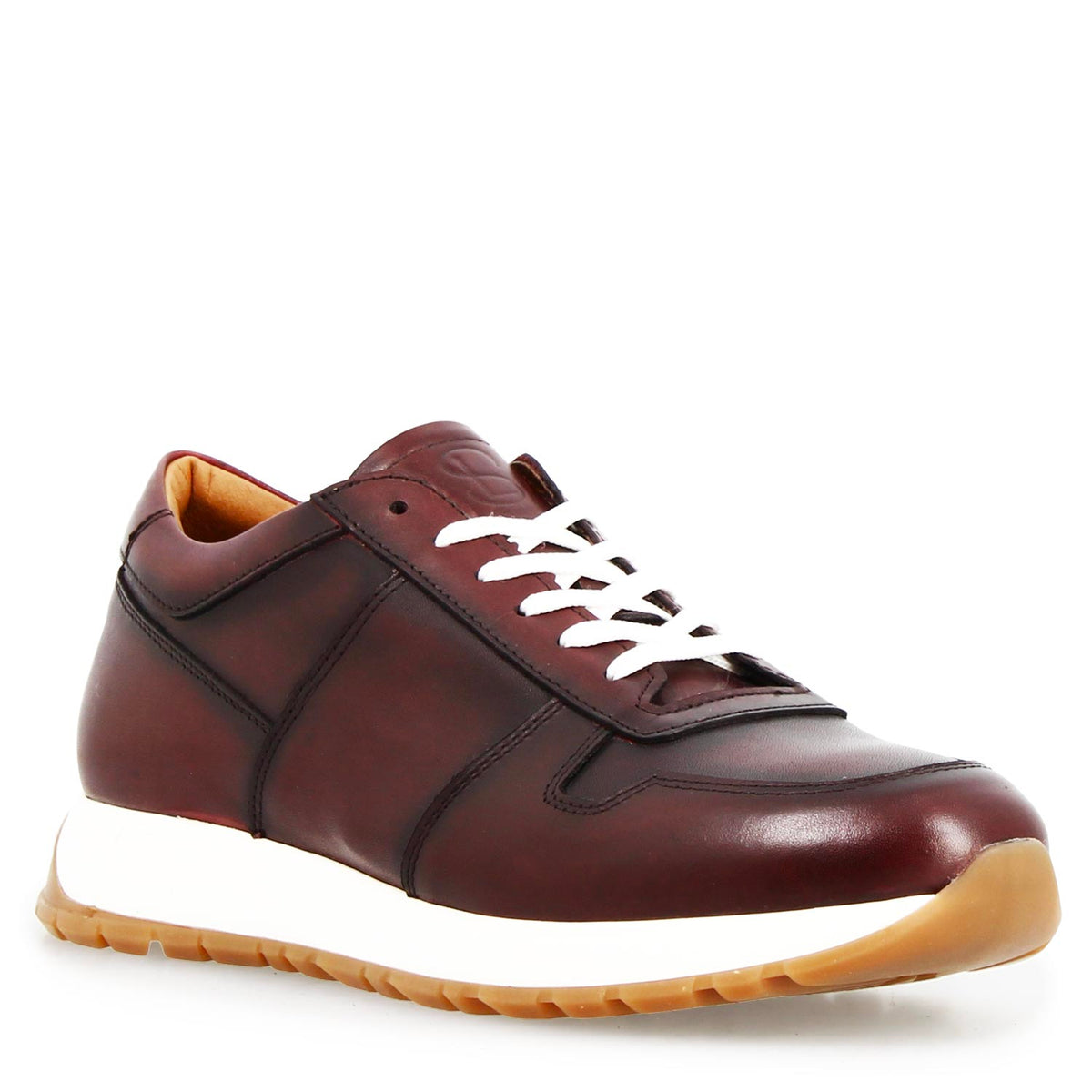 Sneaker artigianale Piave da uomo in pelle bordeaux - LeonardoShoes