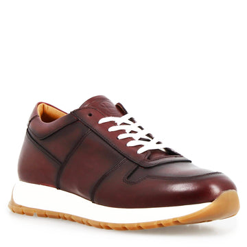 Sneaker artigianale Piave da uomo in pelle bordeaux - LeonardoShoes