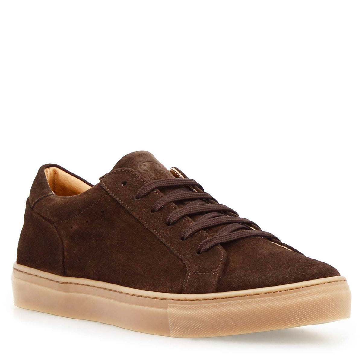 Sneaker Pitagora da uomo in pelle scamosciata marrone scuro - LeonardoShoes