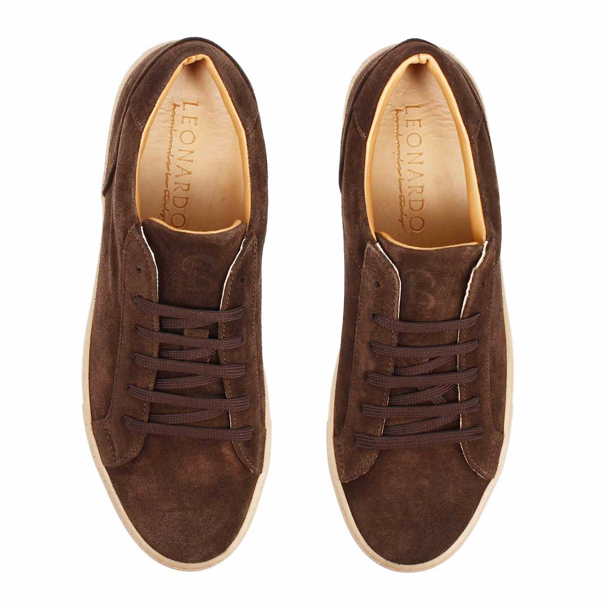 Sneaker Pitagora da uomo in pelle scamosciata marrone scuro - LeonardoShoes