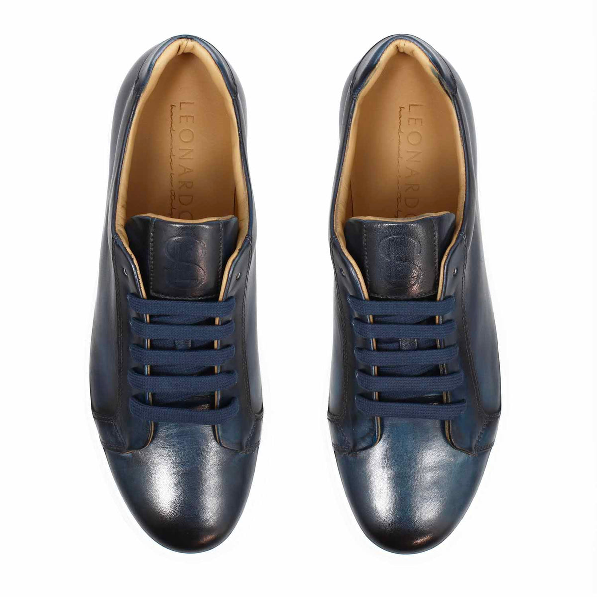 Sneaker artigianale Oreste da uomo in pelle blu - LeonardoShoes