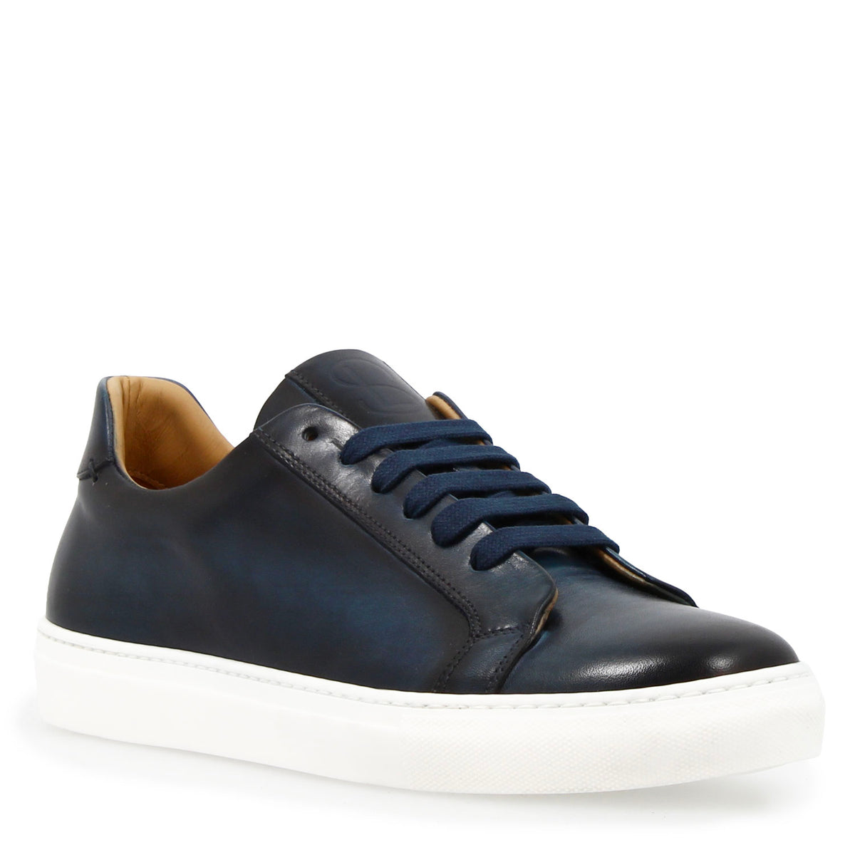 Sneaker artigianale Oreste da uomo in pelle blu - LeonardoShoes