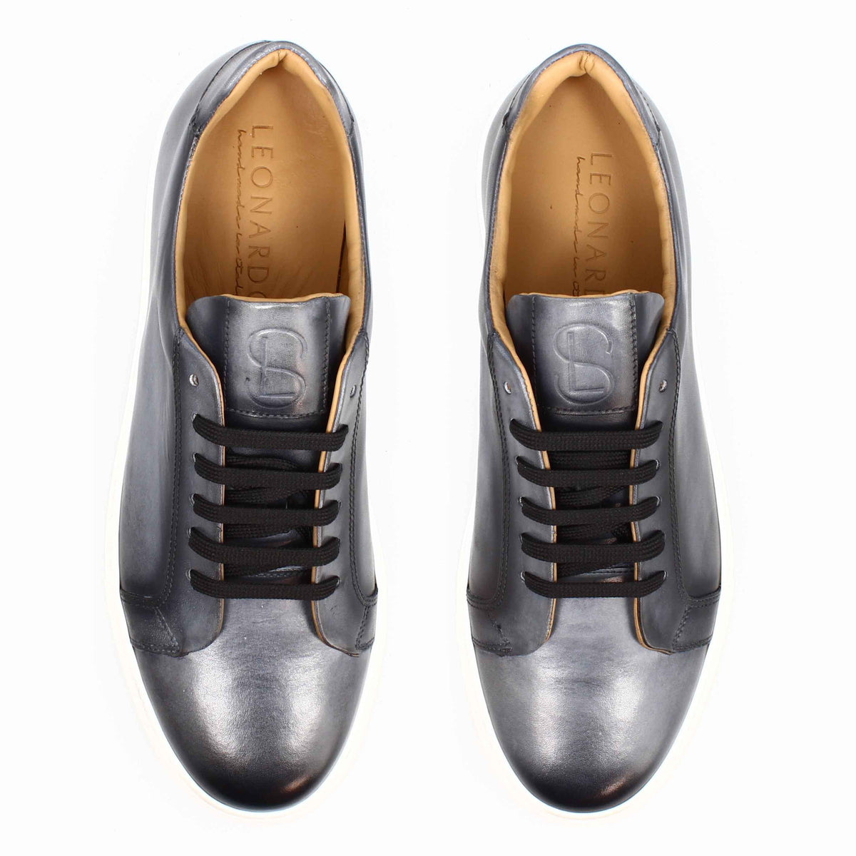 Sneaker artigianale Oreste da uomo in pelle grigio - LeonardoShoes