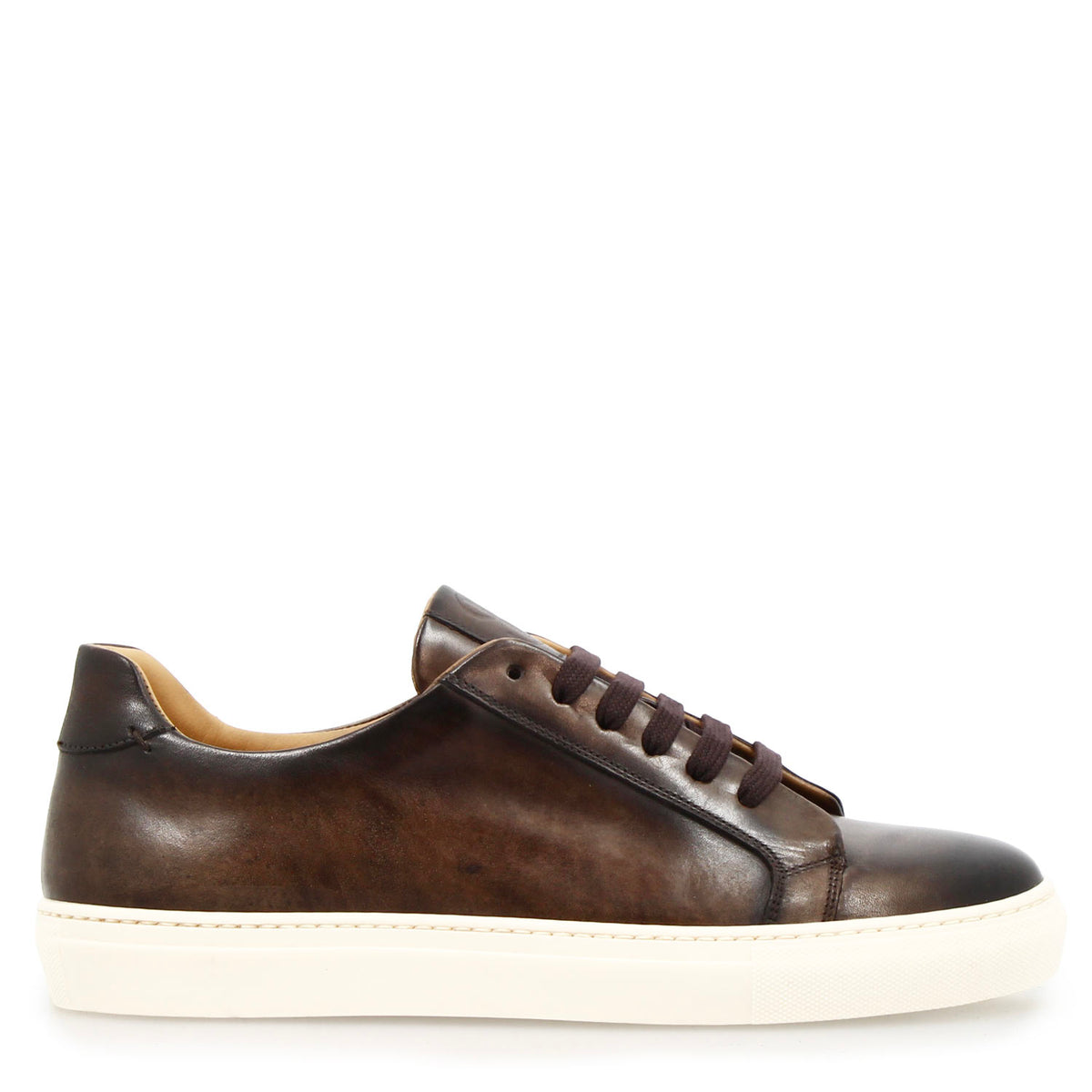 Sneaker artigianale Oreste da uomo in pelle marrone scuro - LeonardoShoes