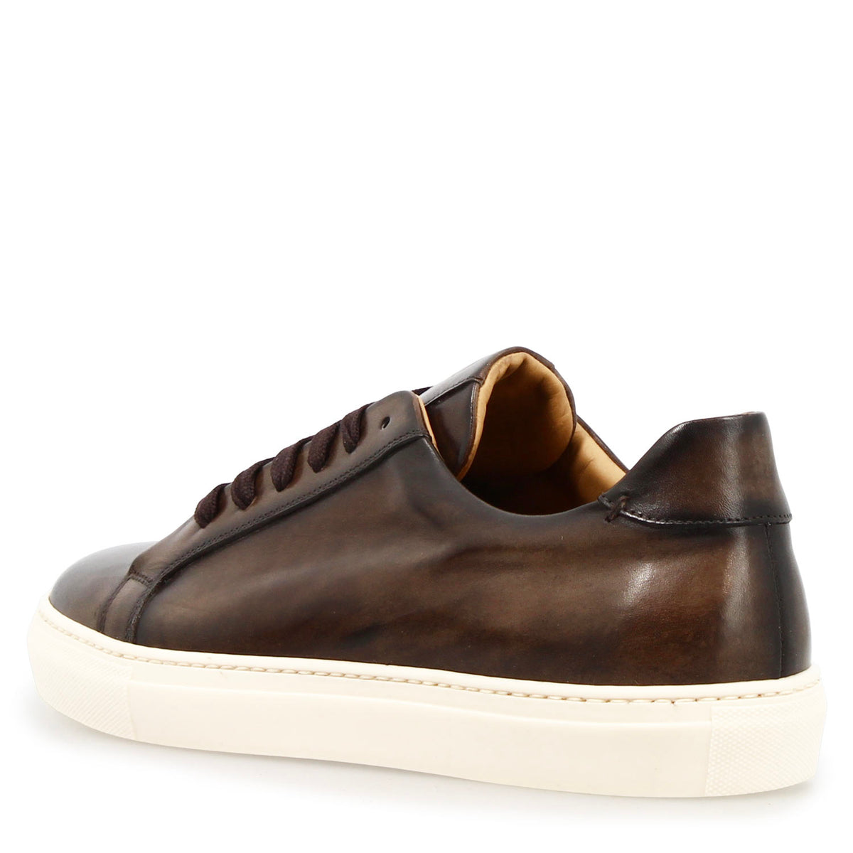 Sneaker artigianale Oreste da uomo in pelle marrone scuro - LeonardoShoes