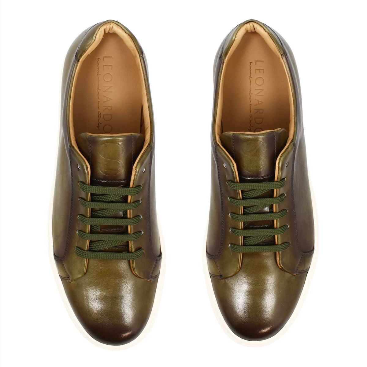 Sneaker artigianale Oreste da uomo in pelle verde - LeonardoShoes