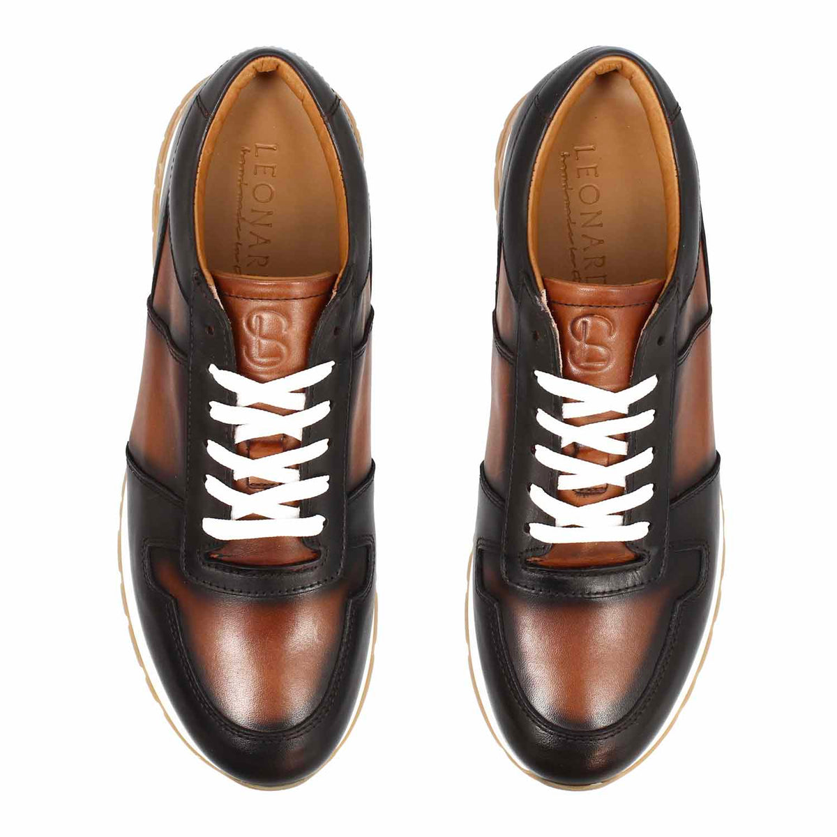 Sneaker artigianale Piave da uomo in pelle marrone - LeonardoShoes