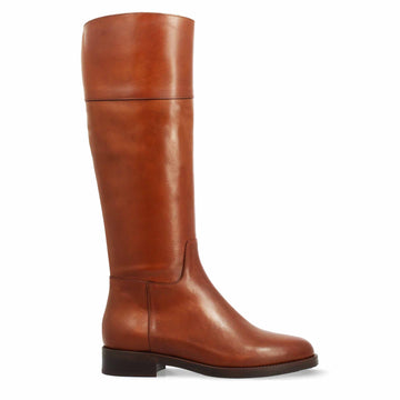 Stivale artigianale al ginocchio da donna in pelle marrone - LeonardoShoes