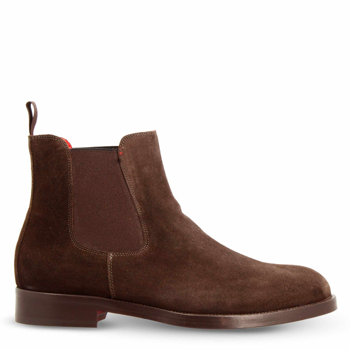 Stivaletti da uomo Chelsea in pelle scamosciata marrone suola in cuoio - LeonardoShoes