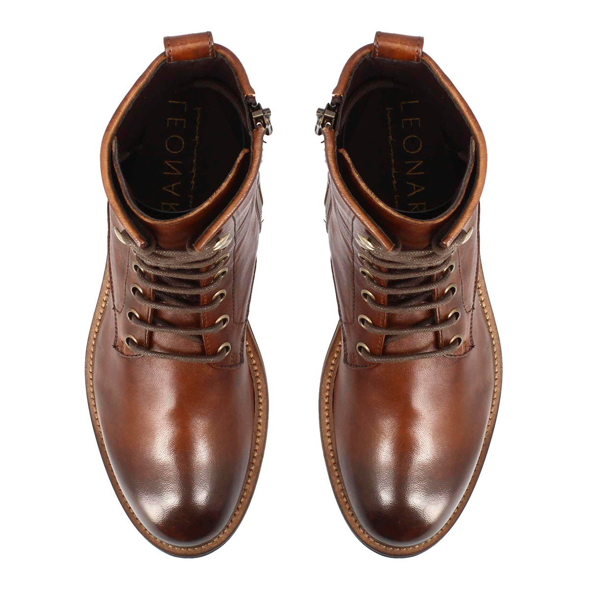 Stivaletto anfibio da donna in pelle marrone fatto a mano - LeonardoShoes