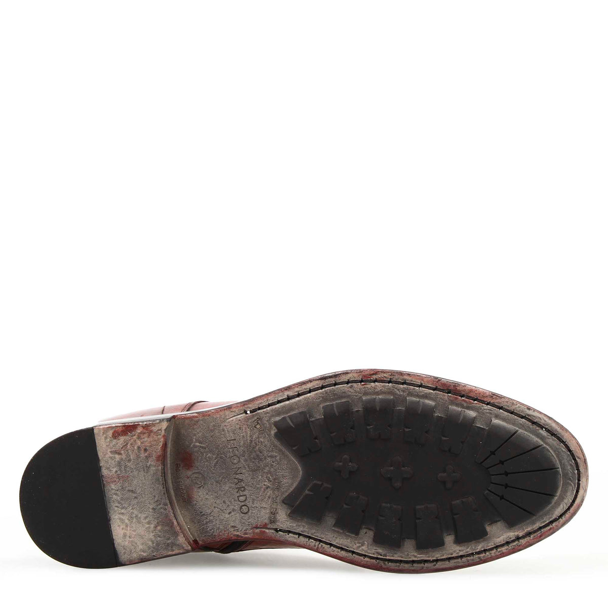 Stivaletto cap toe da uomo in pelle pregiata bordeaux - LeonardoShoes