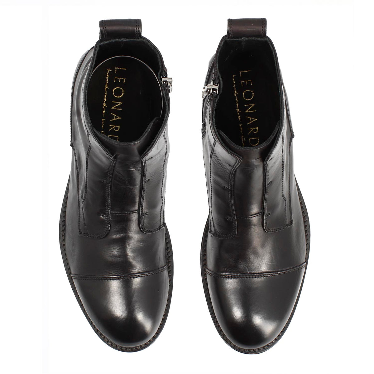 Stivaletto cap toe nero da uomo fatto a mano - LeonardoShoes