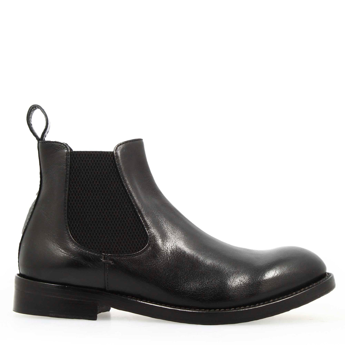 Stivaletto Chelsea diver da uomo in pelle lavata colore nero - LeonardoShoes