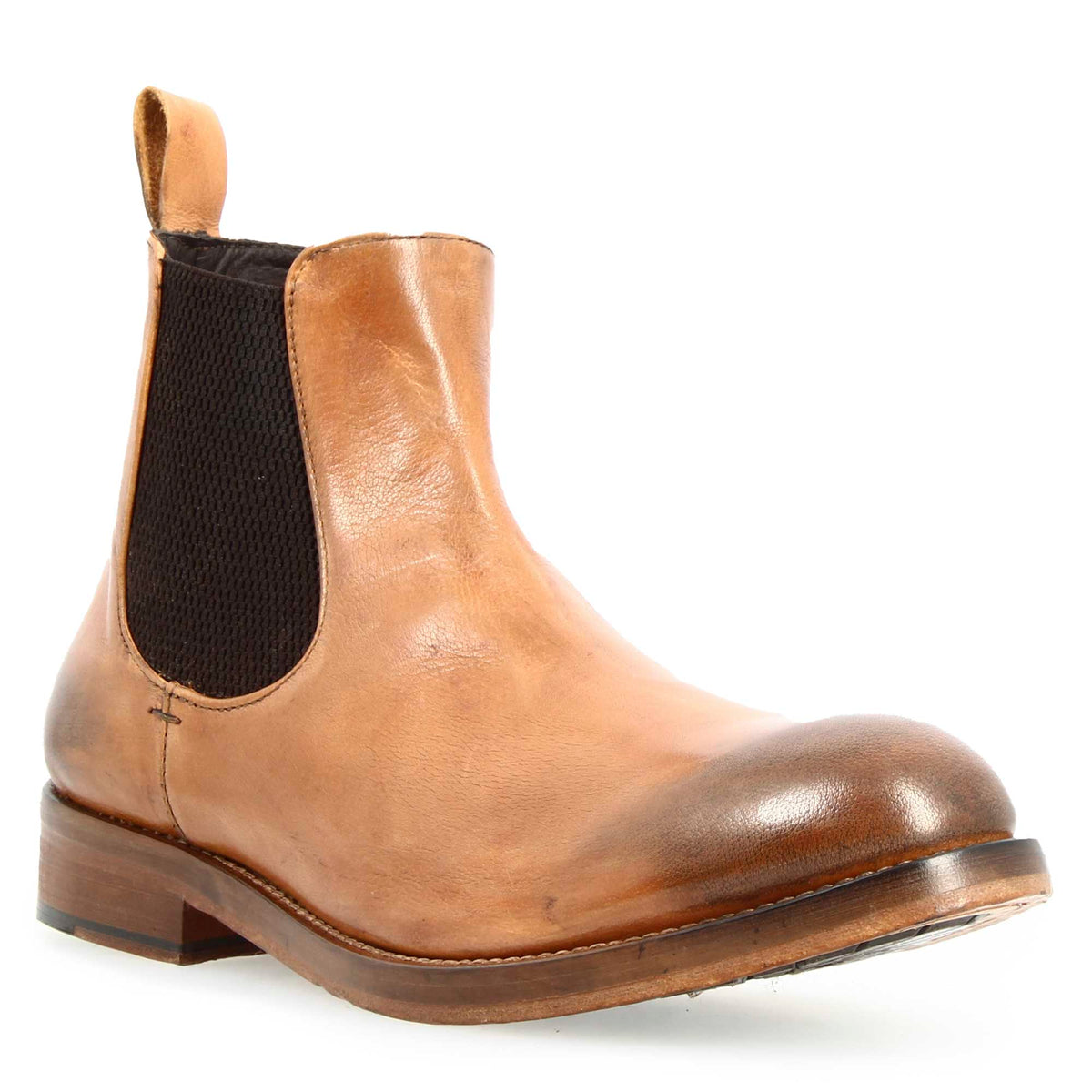 Stivaletto Chelsea diver da uomo in pelle lavata marrone chiaro - LeonardoShoes