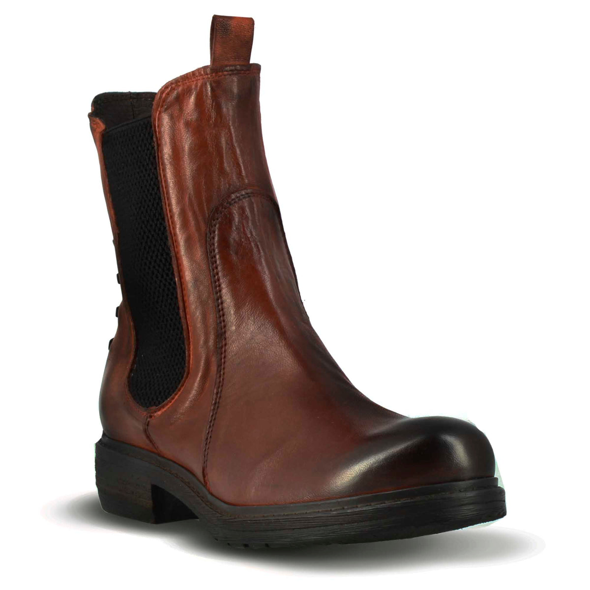 Stivaletto da donna in vera pelle colore marrone effetto vintage - LeonardoShoes