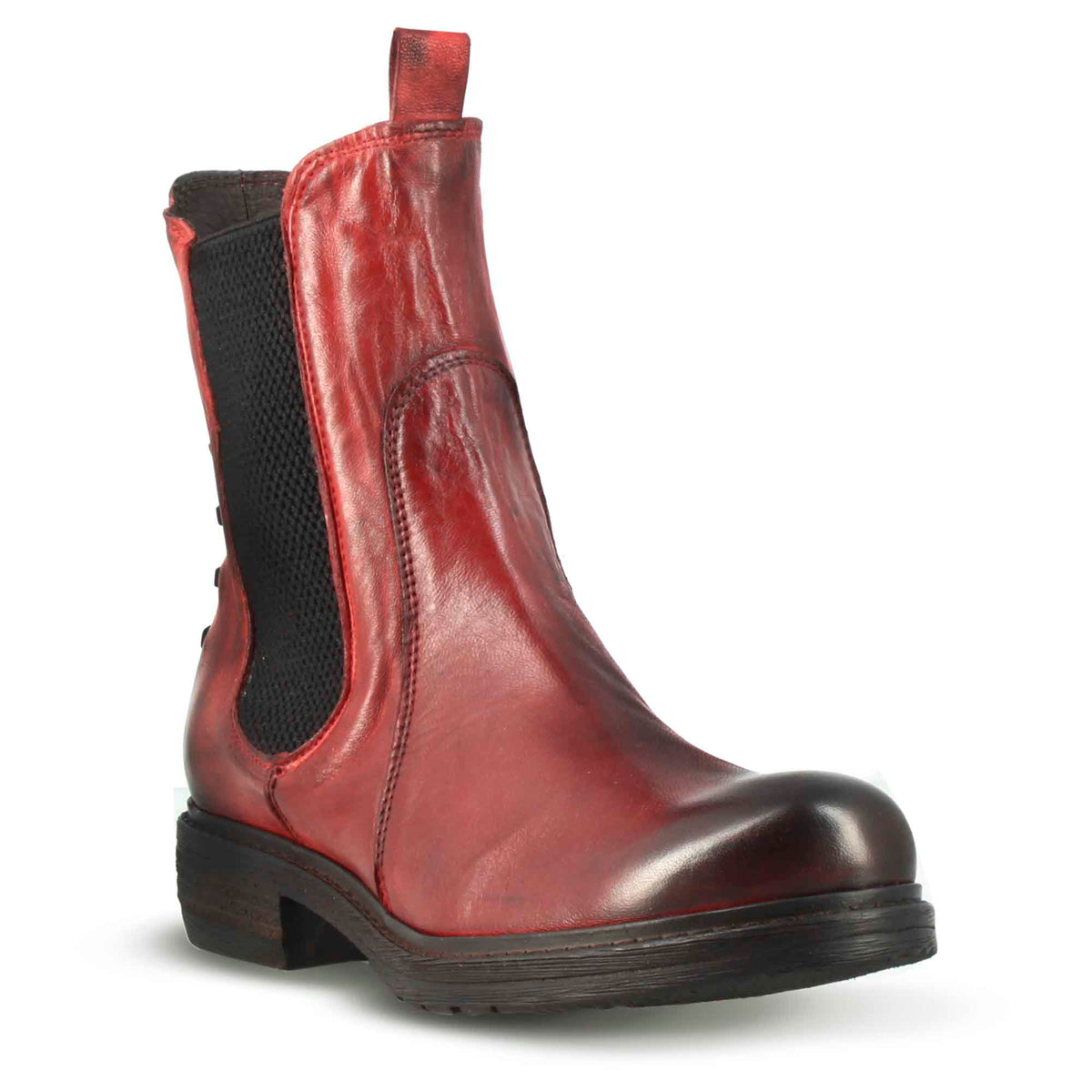 Stivaletto da donna in vera pelle colore rosso effetto vintage - LeonardoShoes