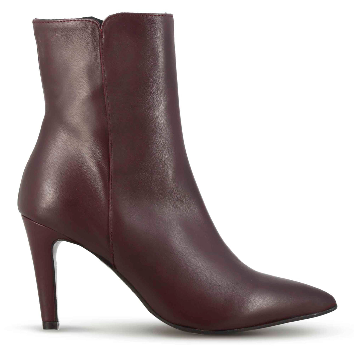 Stivaletto elegante da donna a punta in pelle colore bordeaux - LeonardoShoes