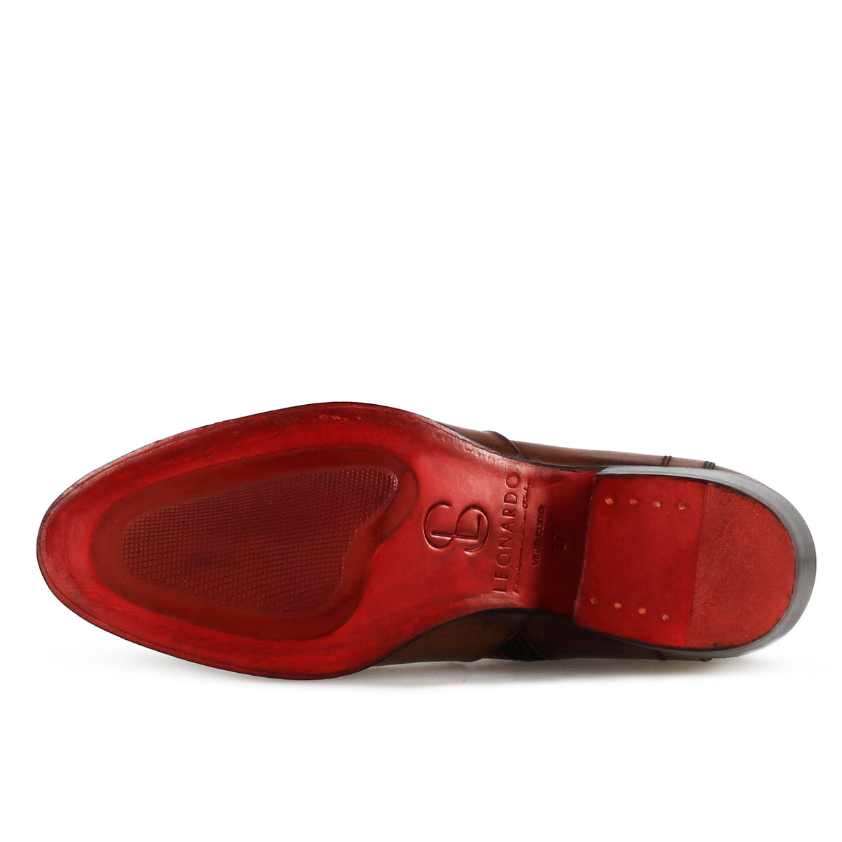 Stivaletto stile texano asimmetrico da donna in pelle colore marrone - LeonardoShoes
