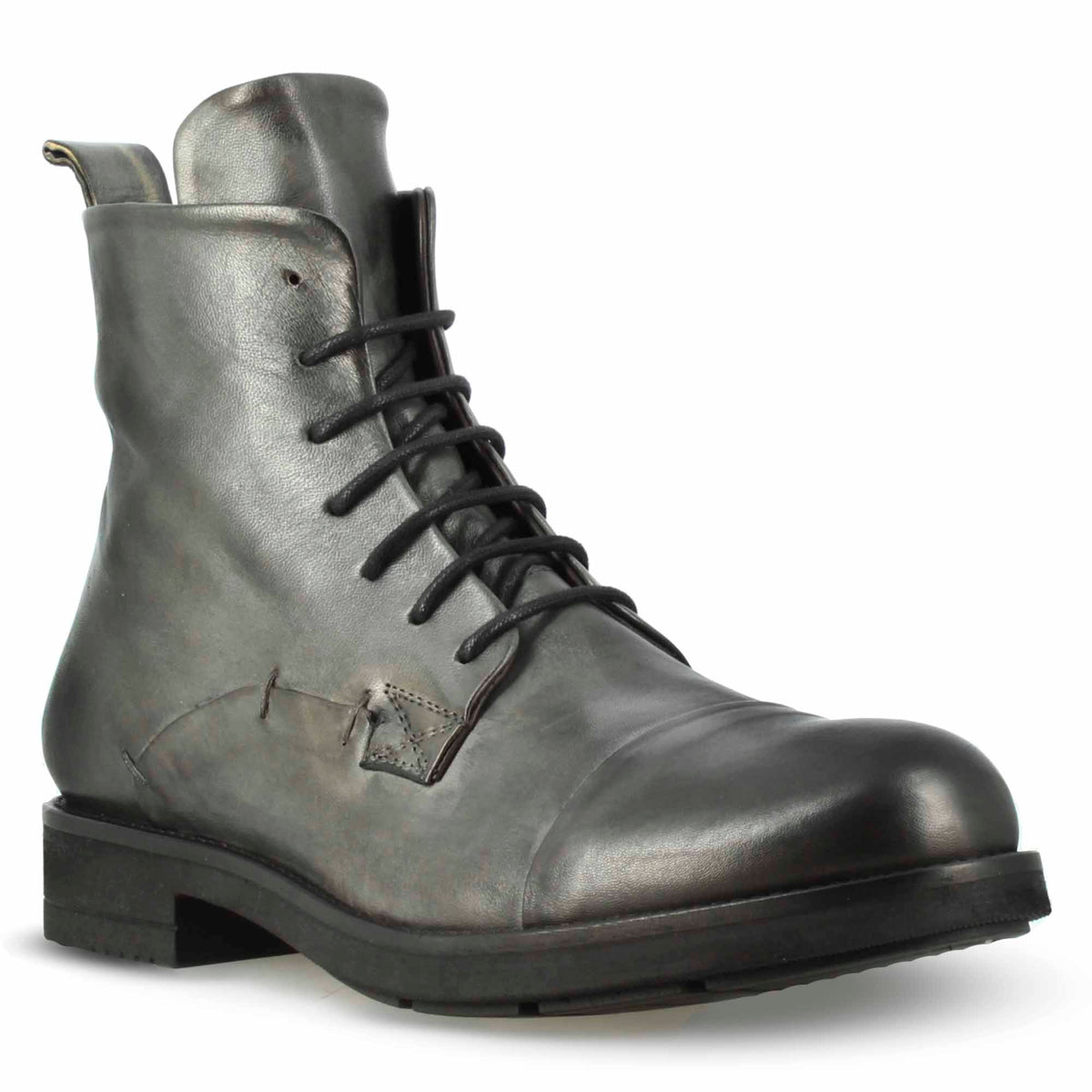 Stivaletto vintage in pelle da uomo colore grigio con allacciatura - LeonardoShoes