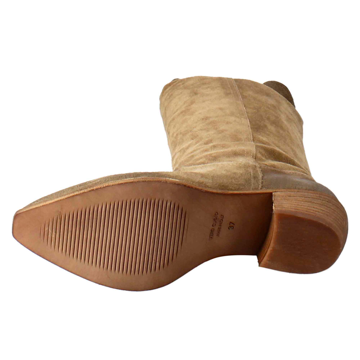 Stivali texani da donna sfoderati in camoscio tortora - LeonardoShoes