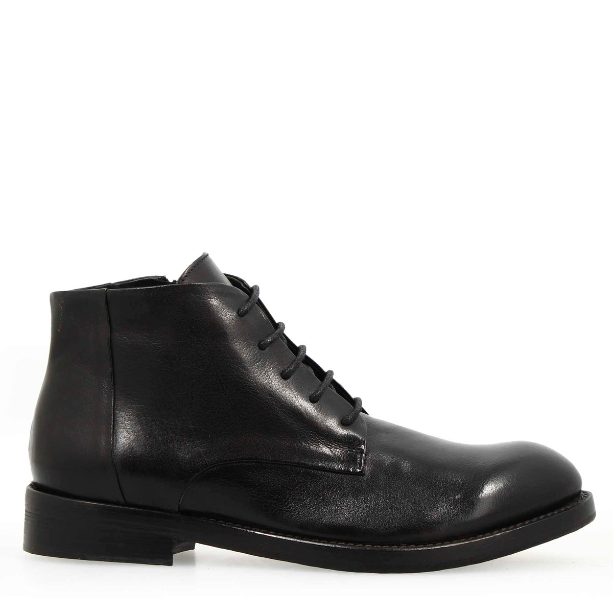 Tronchetto anfibio medio da uomo in pelle lavata colore nero - LeonardoShoes
