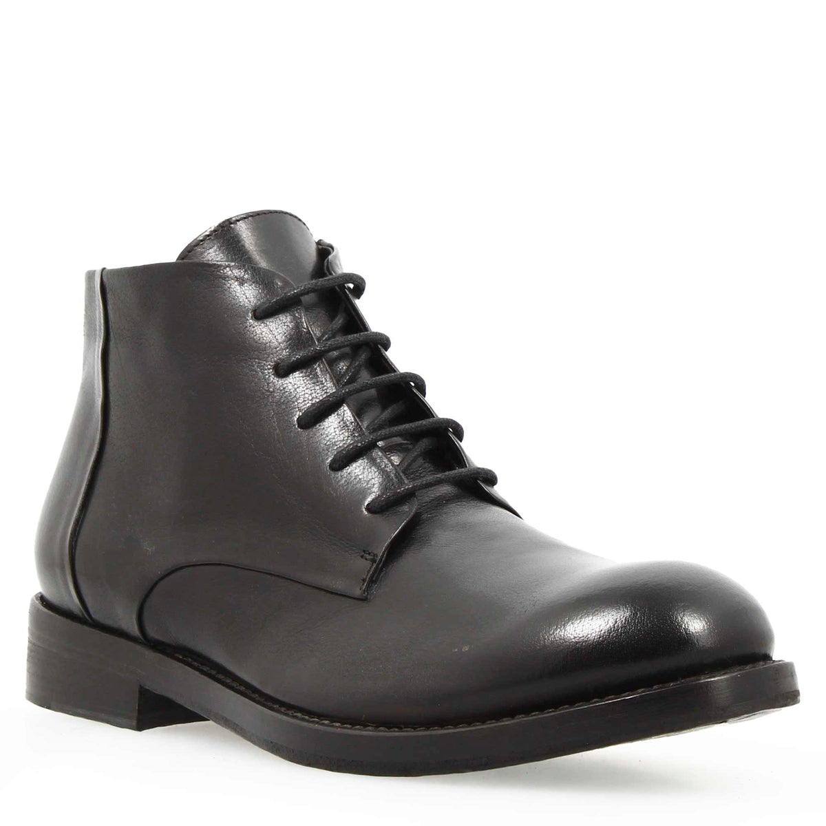 Tronchetto anfibio medio da uomo in pelle lavata colore nero - LeonardoShoes