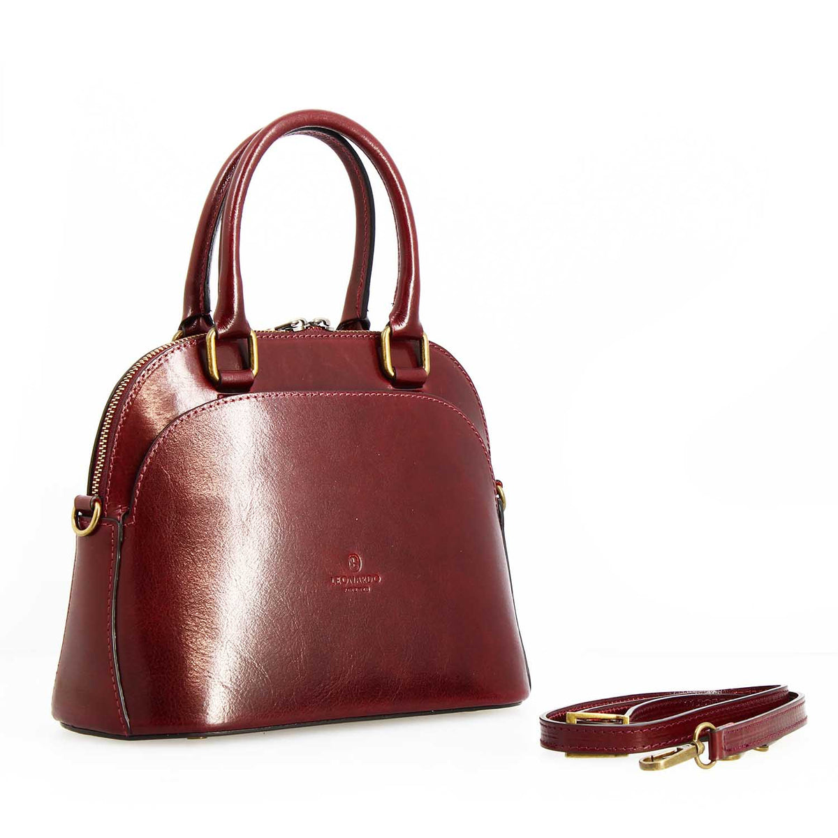 Borsa a mano Zaira da donna in pelle bordeaux semi lucida - LeonardoShoes