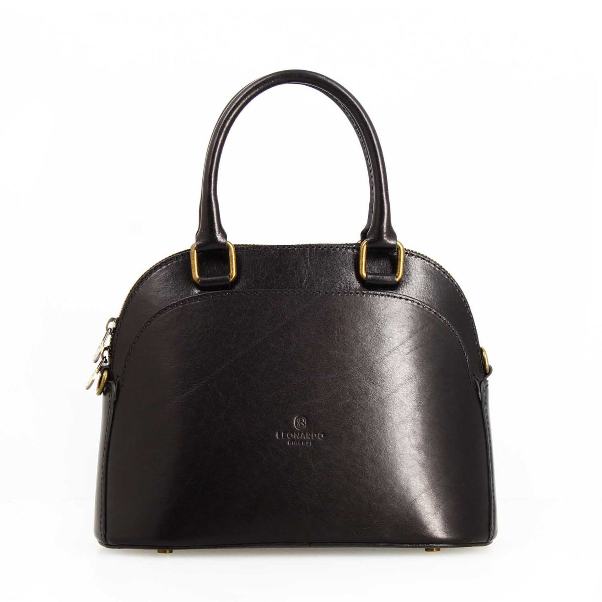 Borsa a mano Zaira da donna in pelle nera semi lucida