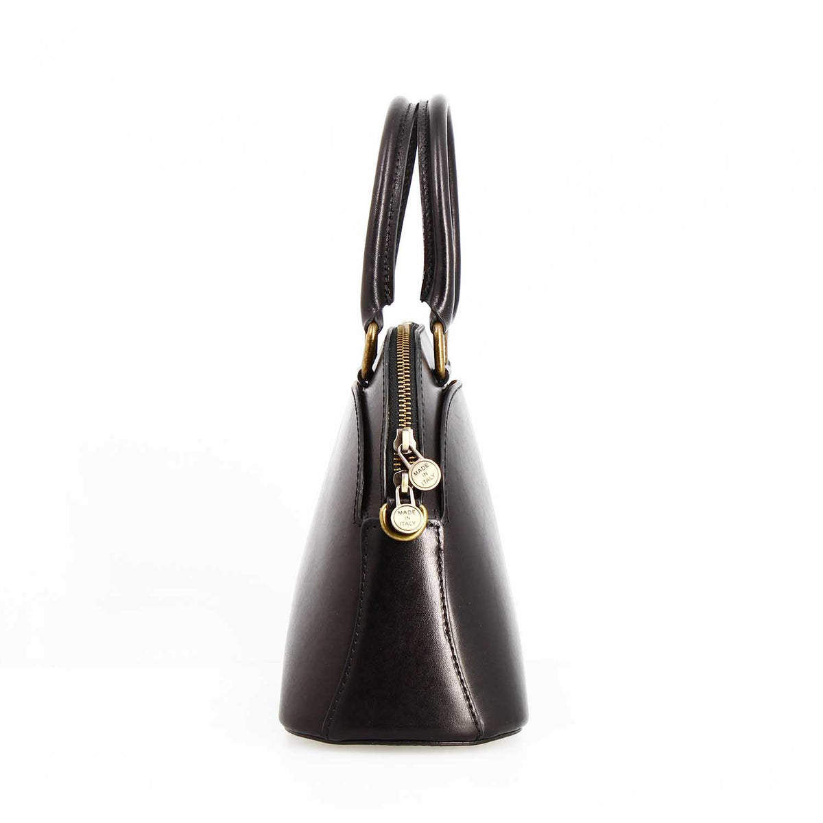 Borsa a mano Zaira da donna in pelle nera semi lucida