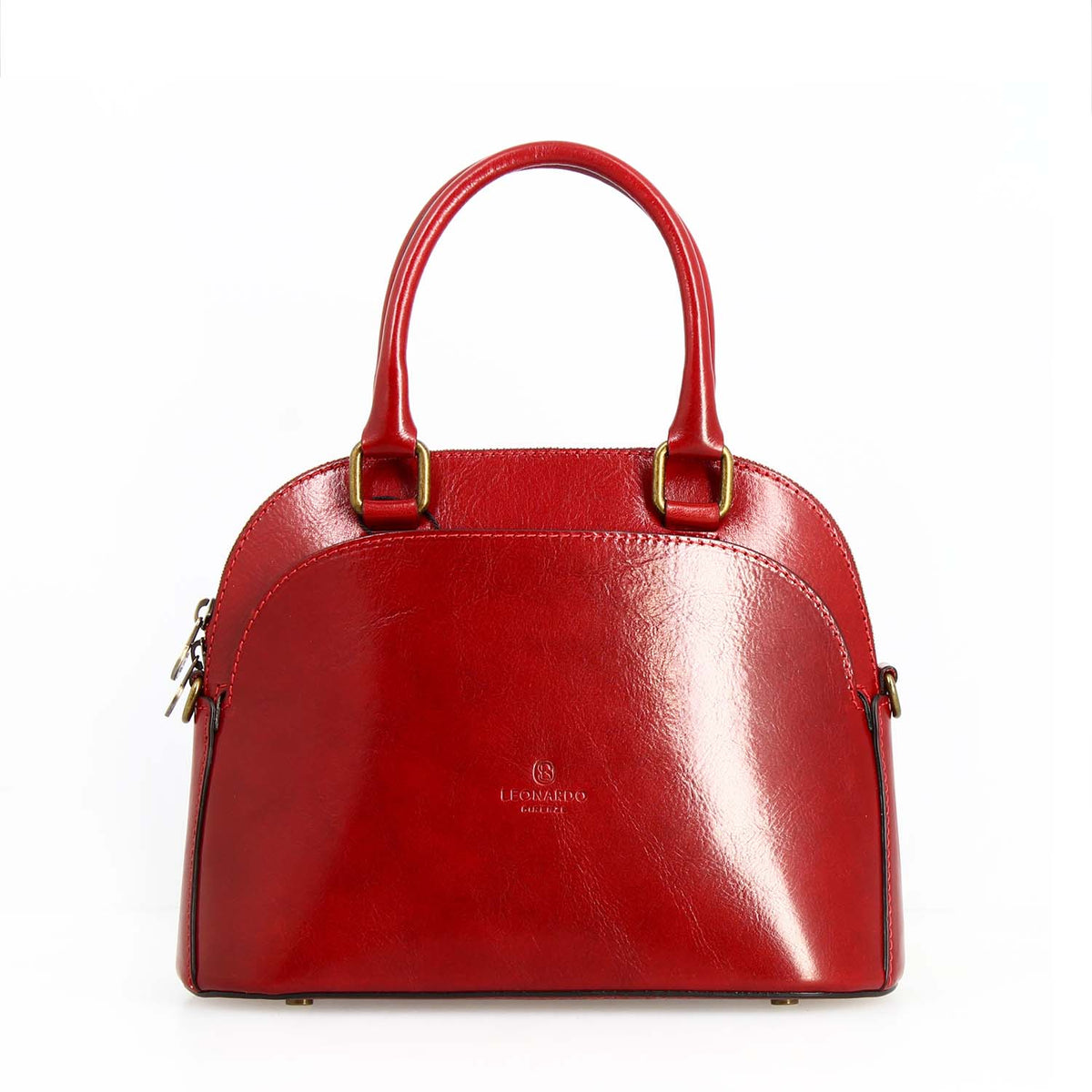 Borsa a mano Zaira da donna in pelle rossa semi lucida