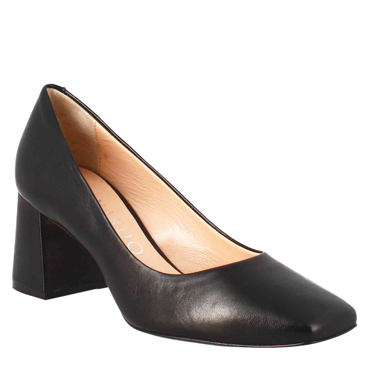 Décolleté da donna in pelle nero a punta squadrata - LeonardoShoes