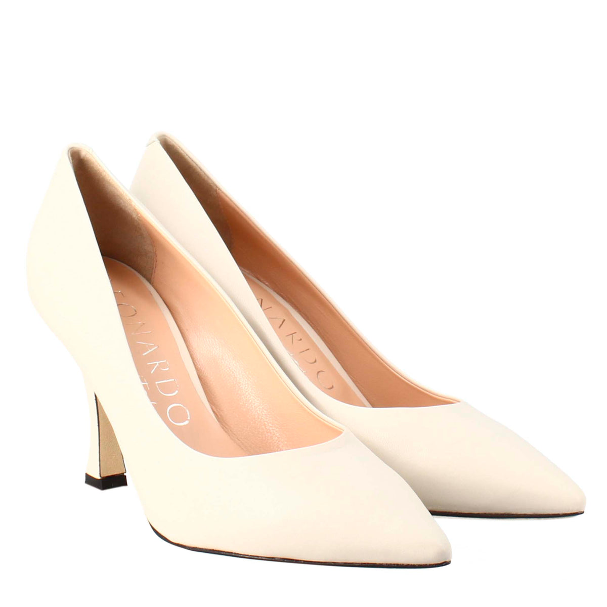 Décolleté da donna in pelle colore beige a punta - LeonardoShoes