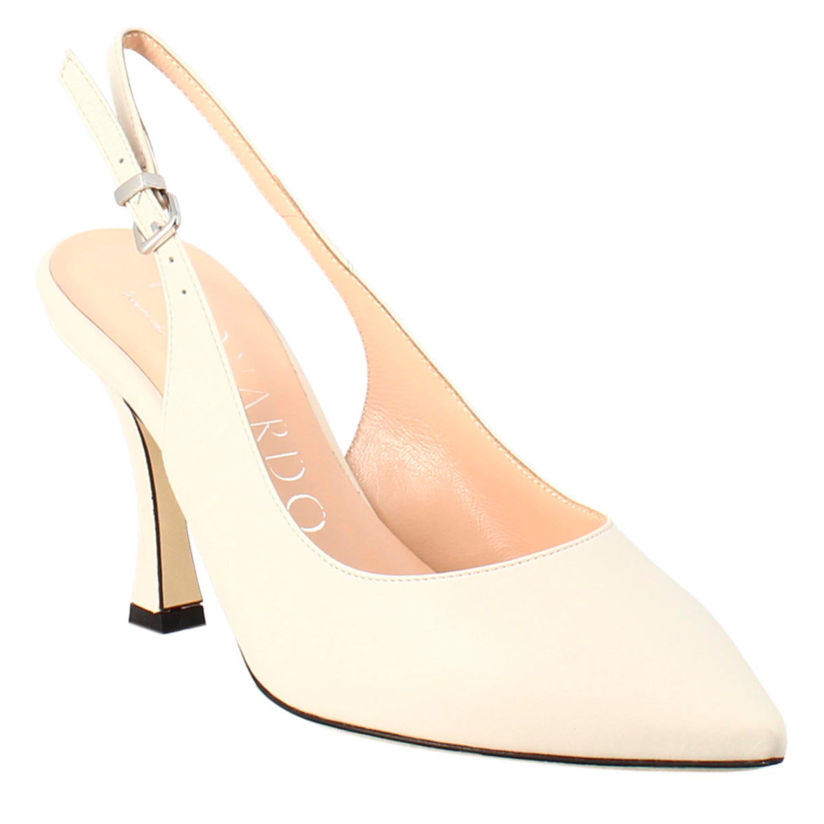 Décolleté con tacco alto da donna in pelle colore crema - LeonardoShoes