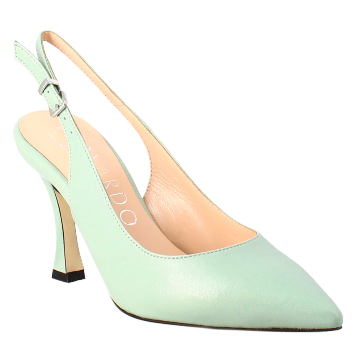 Décolleté con tacco alto da donna in pelle colore verde - LeonardoShoes