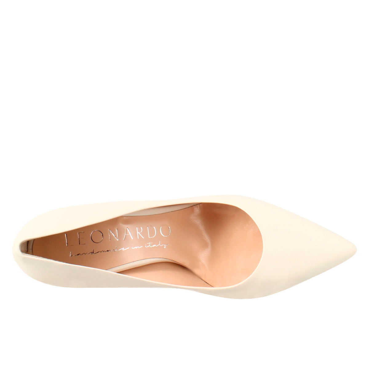 Décolleté da donna in pelle colore beige a punta - LeonardoShoes