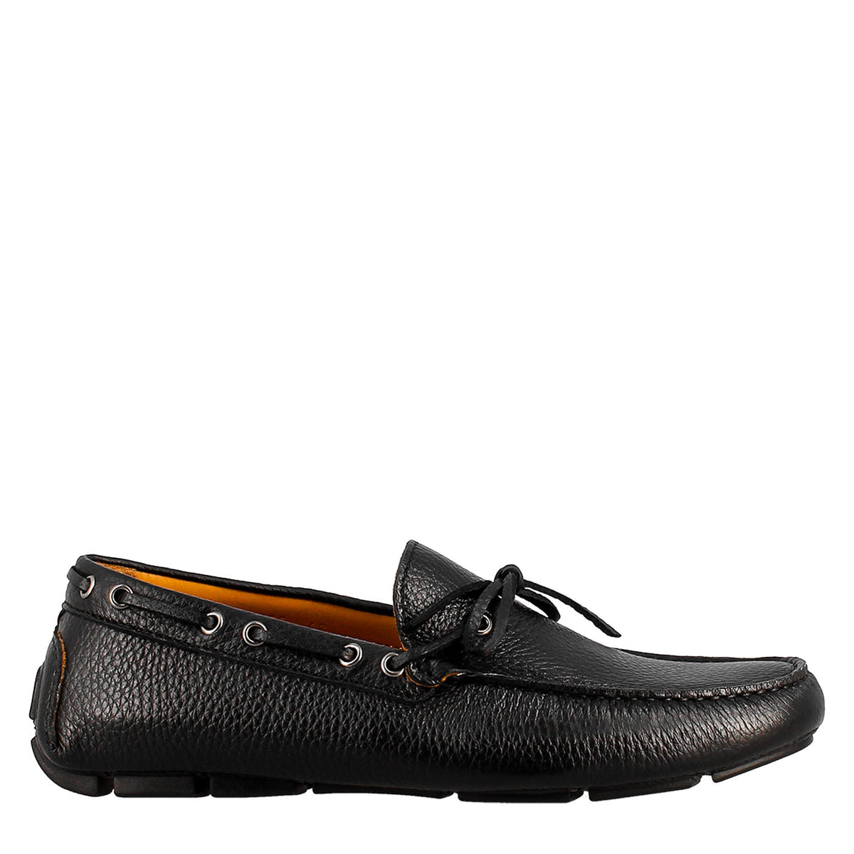 Mocassino tubolare con lacci da uomo in pelle color nero - LeonardoShoes