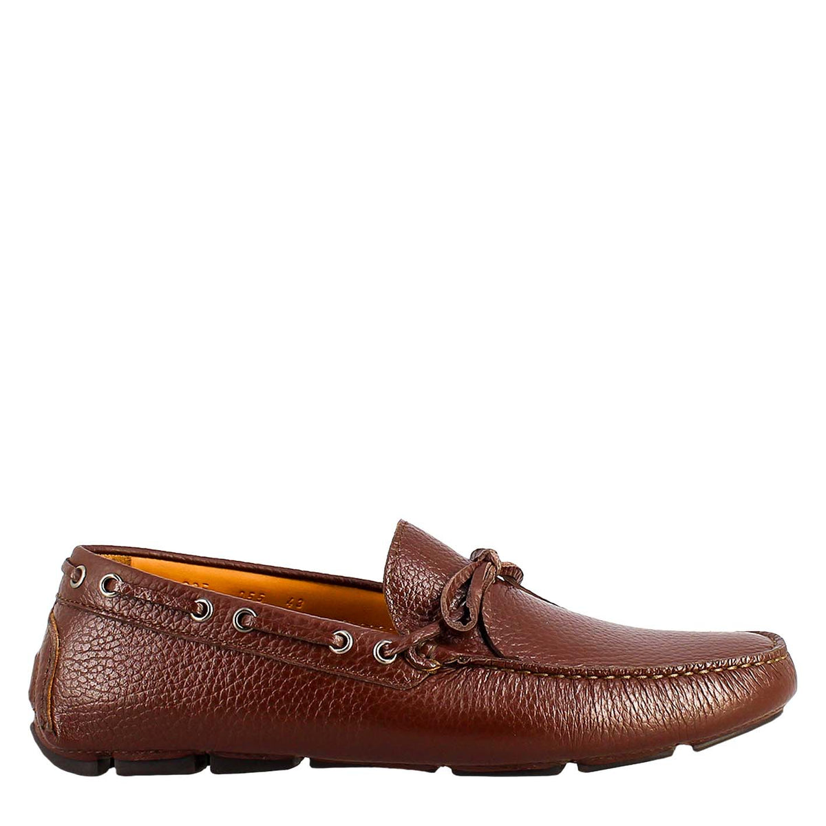 Mocassini artigianali carshoe da uomo in pelle color marrone. - LeonardoShoes