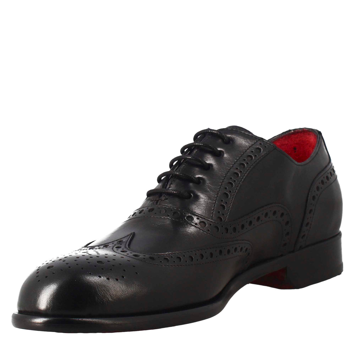 Oxford brogue nero elegante da uomo in pelle - LeonardoShoes