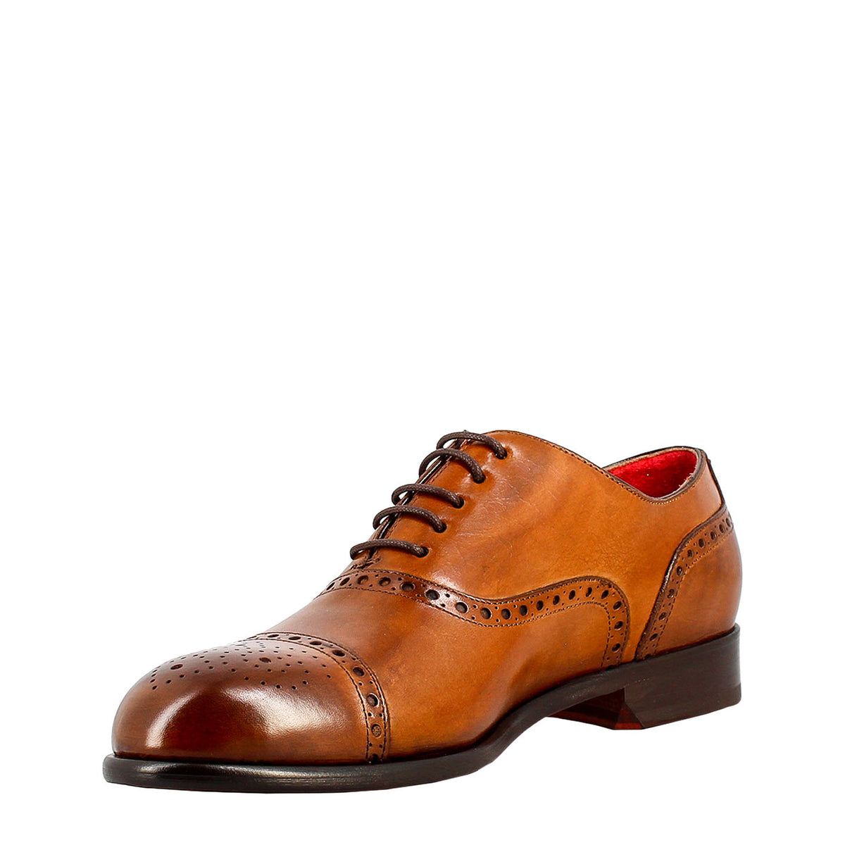 Oxford semi brogue marrone elegante da uomo in pelle - LeonardoShoes