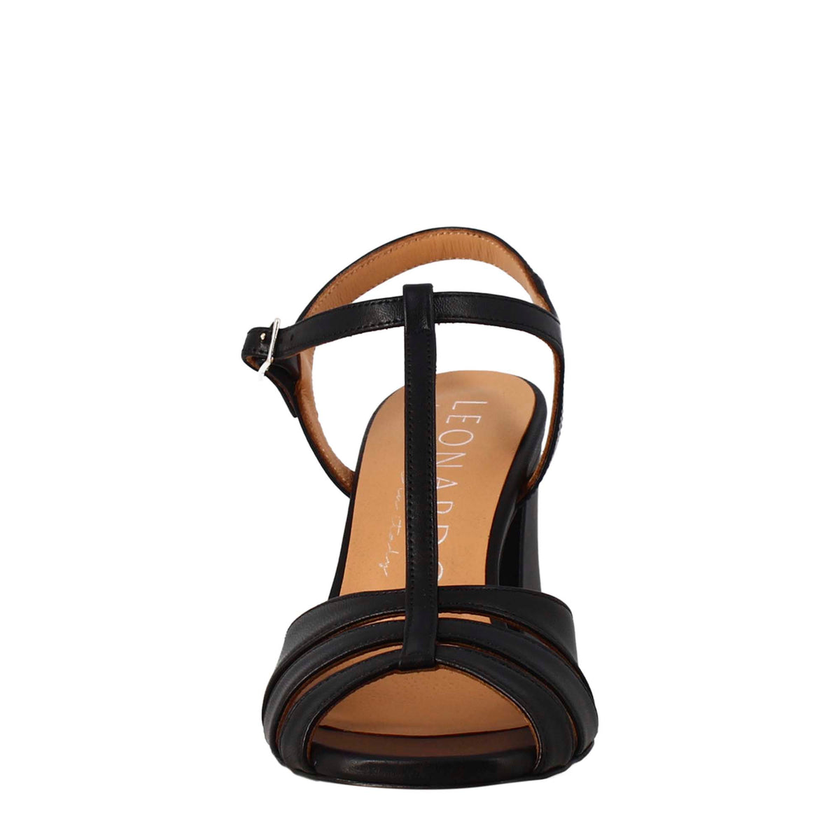 Sandalo a gabbia da donna in pelle colore nero - LeonardoShoes