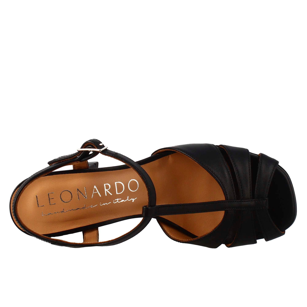 Sandalo a gabbia da donna in pelle colore nero - LeonardoShoes