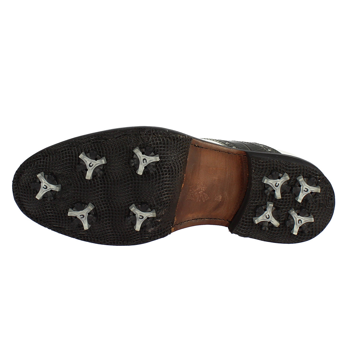 Scarpe golf unisex artigianali in pelle bianco e nero - LeonardoShoes